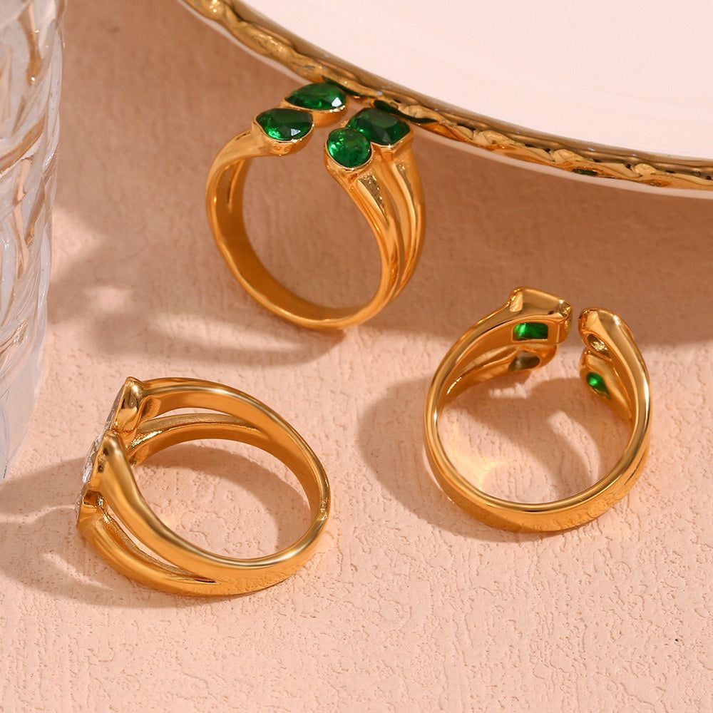 Green & Silver Stone Ring