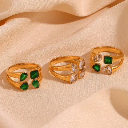 Green & Silver Stone Ring