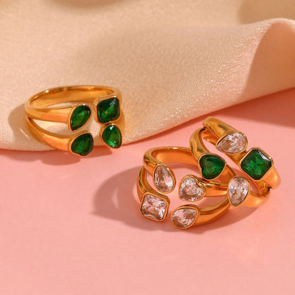 Green & Silver Stone Ring