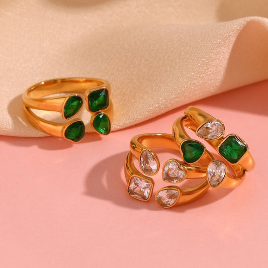 Green & Silver Stone Ring